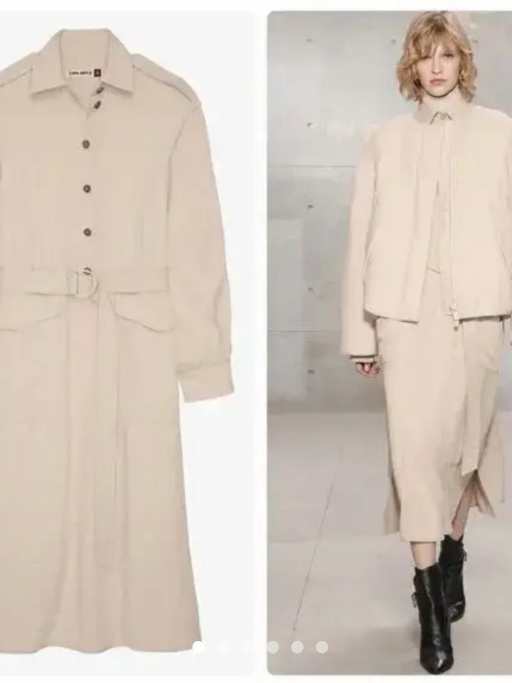 ZARA SRPLS 09 Beige Belted Midi Shirt Dress Size S Ref 8934/216